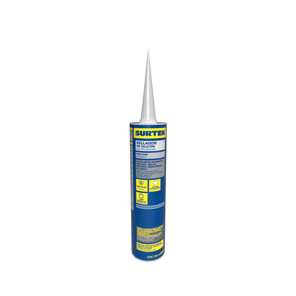 6 Pza Silicón color transparente, 280 ml Surtek