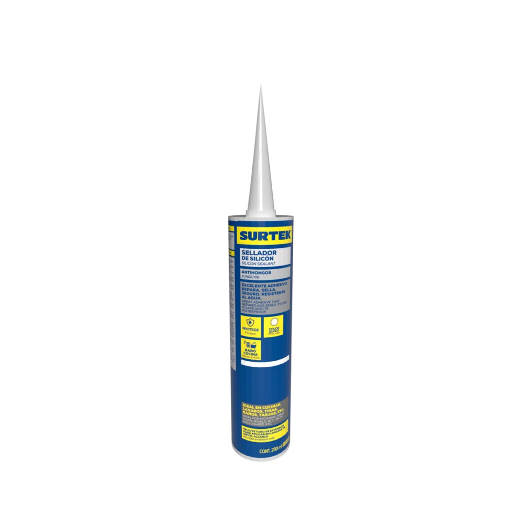 6 Pza Silicón para baño y cocina color blanco, 280 ml Surtek