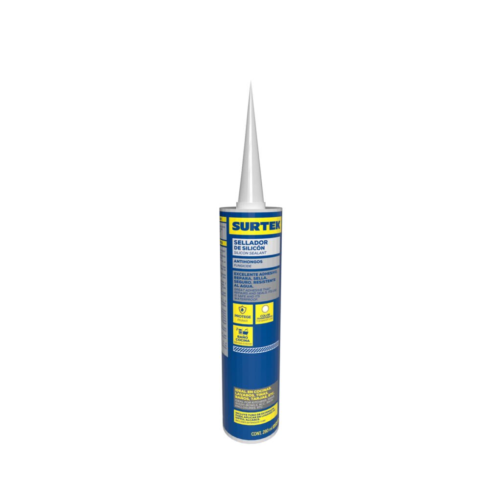 6 Pza Silicón para baño y cocina color transparente, 280 ml Surtek