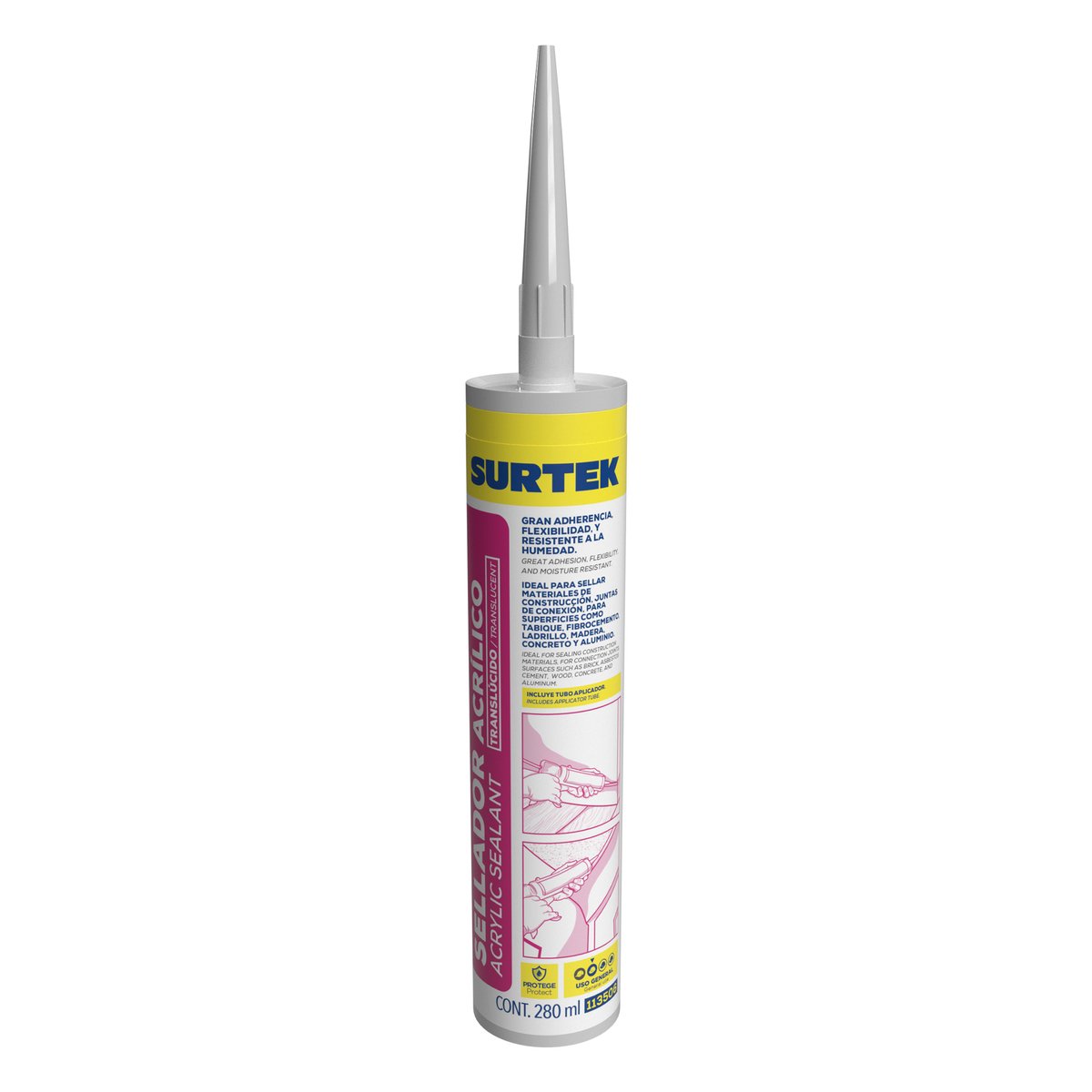 Sellador acrílico color translúcido 280 ml Surtek