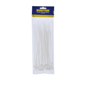 12 Pza Cinchos plásticos 150 x 3.6 mm, tensión 18 kg de 50 piezas, color natural Surtek