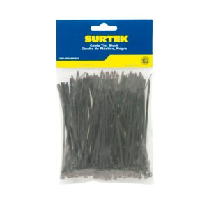 12 Pza Cinchos plásticos 150 x 3.6 mm, tensión 18 kg de 50 piezas, color negro Surtek