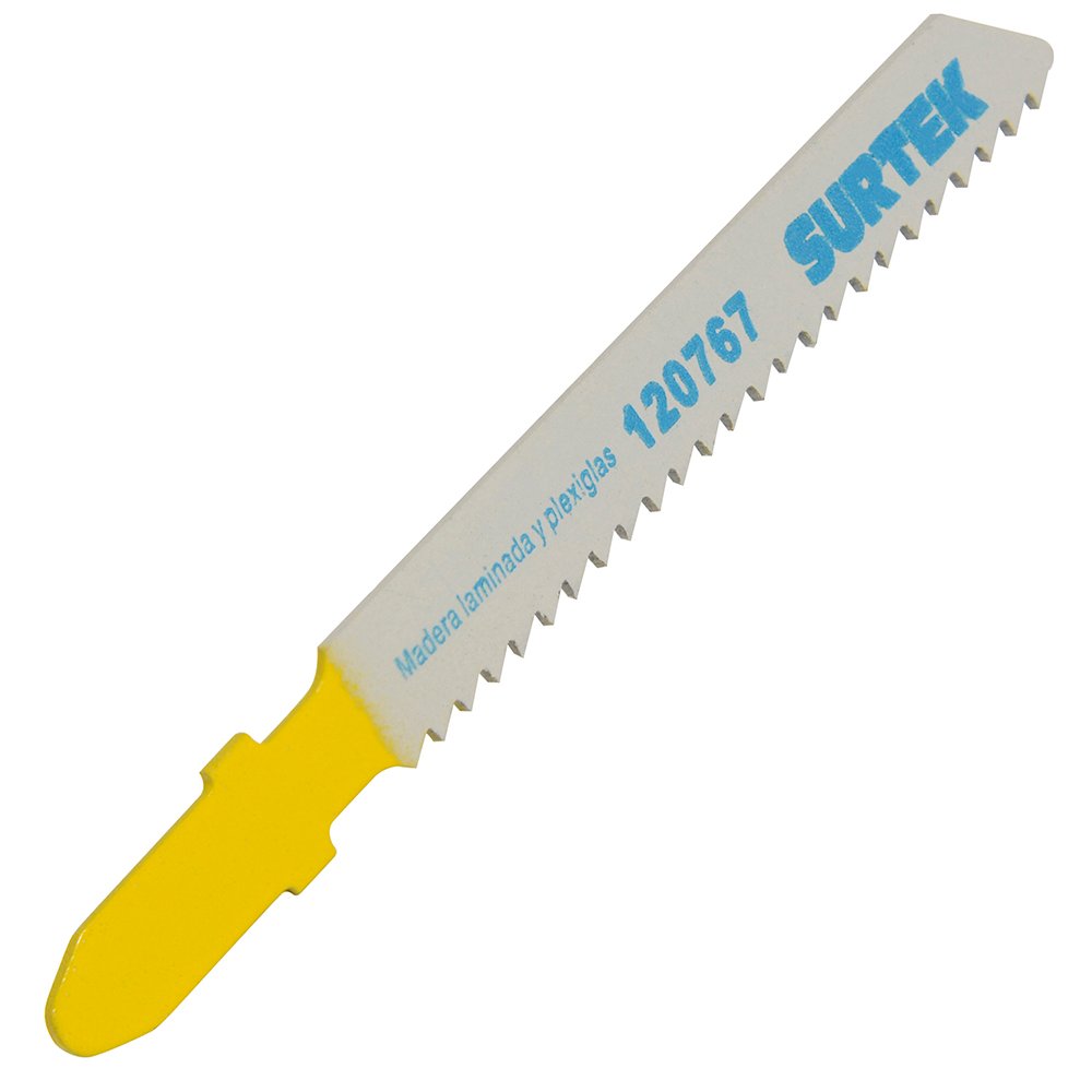 10 Pza Segueta para sierra caladora zanco tipo T para corte recto, acabado fino, 77 mm, 12 dpp Surtek