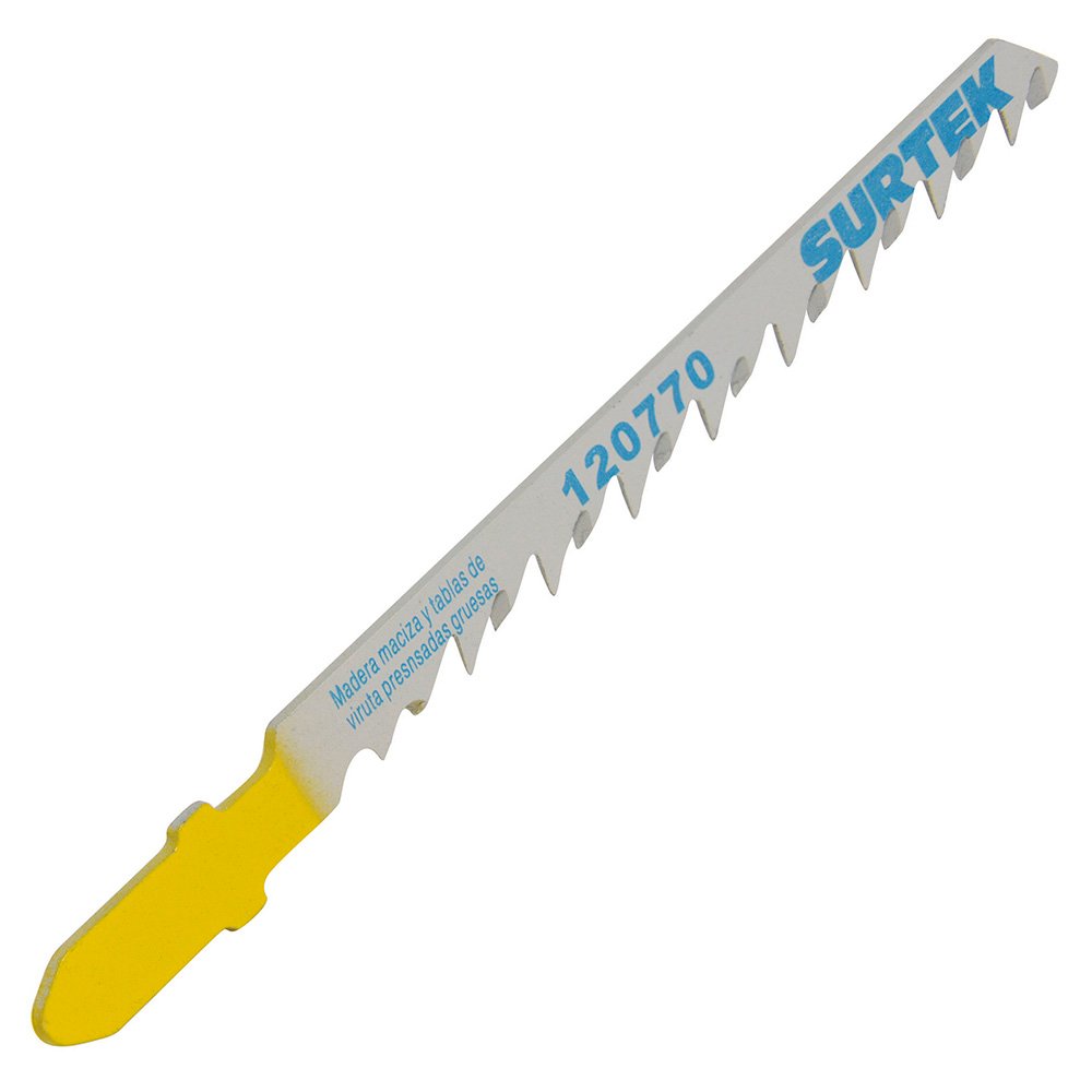 10 Pza Segueta para sierra caladora zanco tipo T para corte curvo, acabado grueso, 100 mm, 6 dpp Surtek