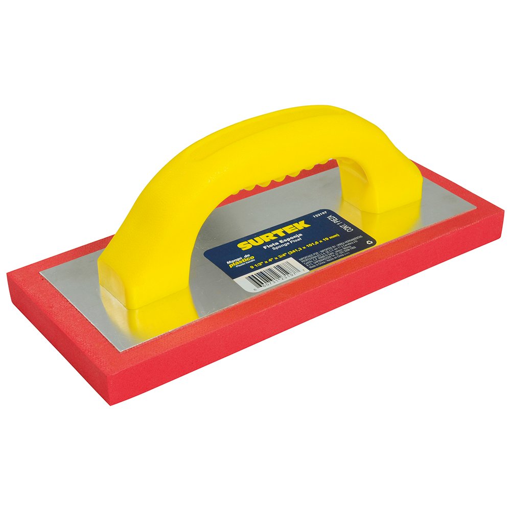 3 Pza Flota de esponja acabado áspero con mango de plástico 9-1/2" x 4" x 3/4" Surtek