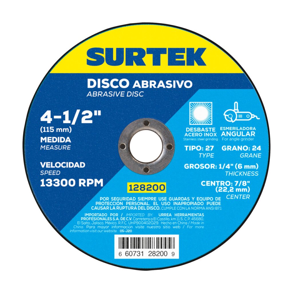 5 Pza Disco abrasivo tipo 27 para metal 4-1/2" x 1/4" Surtek