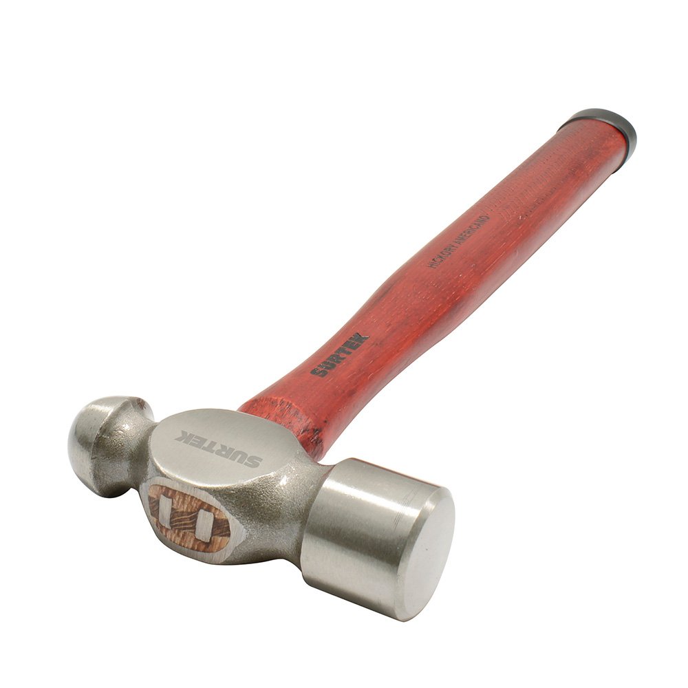 Martillo de bola pulido con mango de madera de 13", 12 oz Surtek