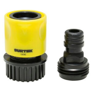 6 Pza Juego de conectores para manguera de riego con sistema clic y adaptador 3/4" GHT,2 piezas Surtek