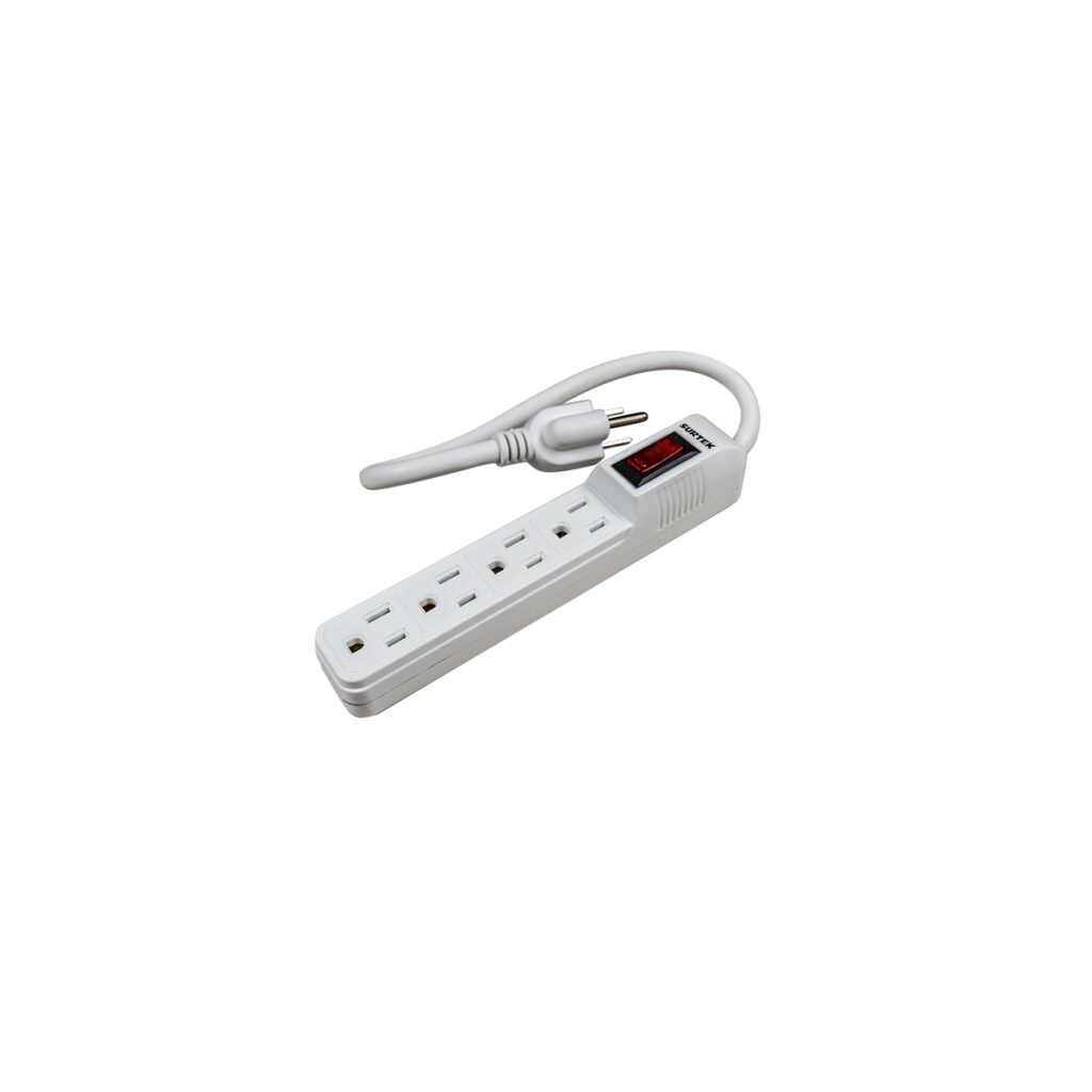 6 Pza Multicontacto 4 entradas cable 30 cm Surtek