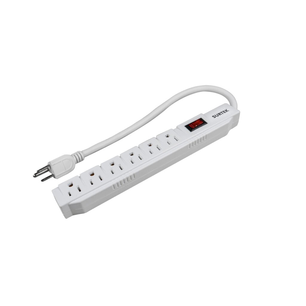 6 Pza Supresor de picos 6 entradas cable 450 J, de 45 cm Surtek