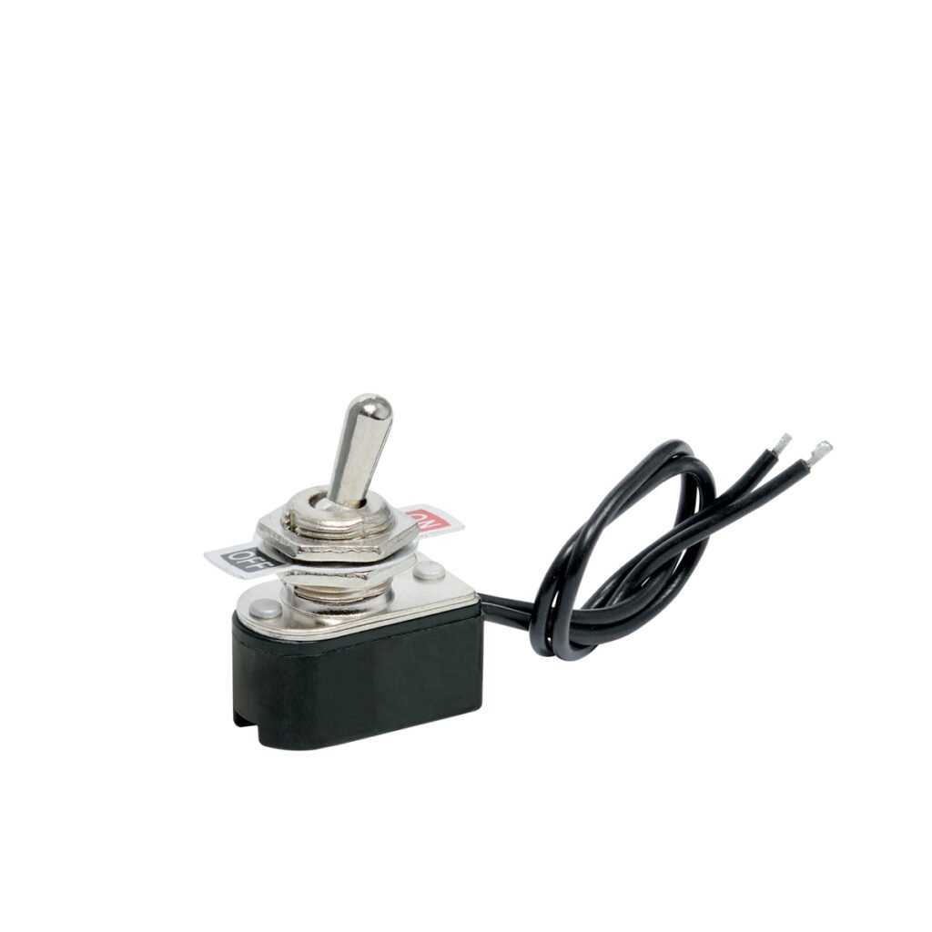 50 Pza Apagador de palanca metal con cable de 14 cm 6 A, color blanco Surtek