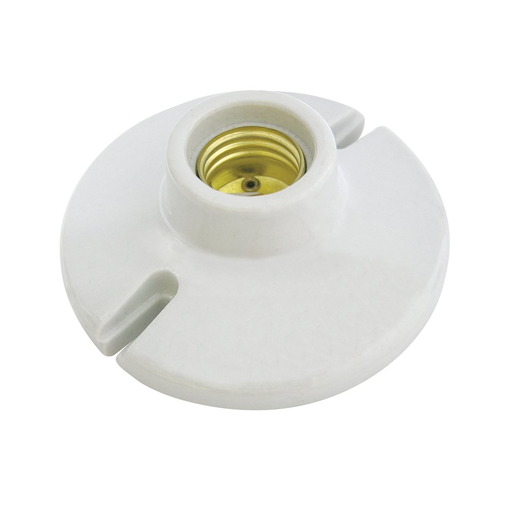 6 Pza Portalámpara redonda de porcelana para techo 3", color blanco Surtek