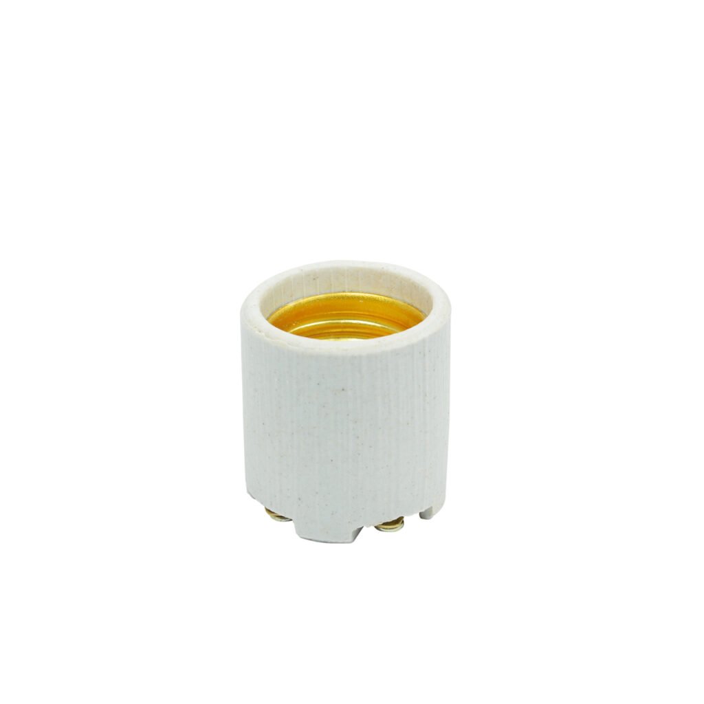 10 Pza Portalámpara sencilla de porcelana 3.5 cm, color blanco Surtek