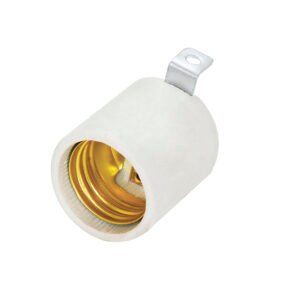 10 Pza Portalámpara con soporte tipo escuadra de porcelana 4 cm, color blanco Surtek