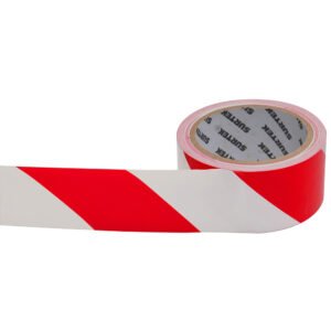 6 Pza Cinta de señalización de adhesivo acrílico ancho 2" de 18 m, color blanco/rojo Surtek