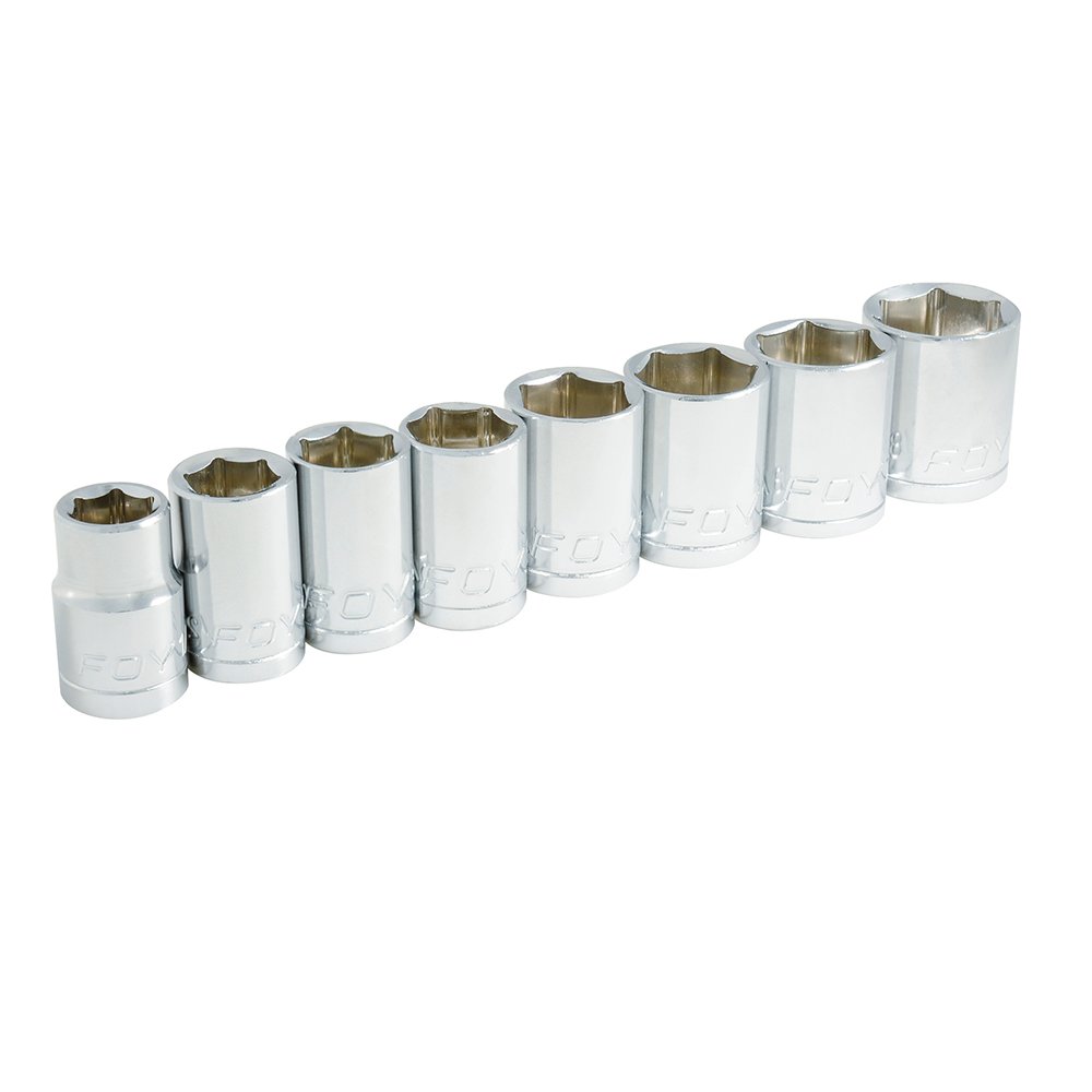 6 Pza Juego de dados cuadro de 1/2", 6 puntas, en pulgadas, 8 piezas Foy