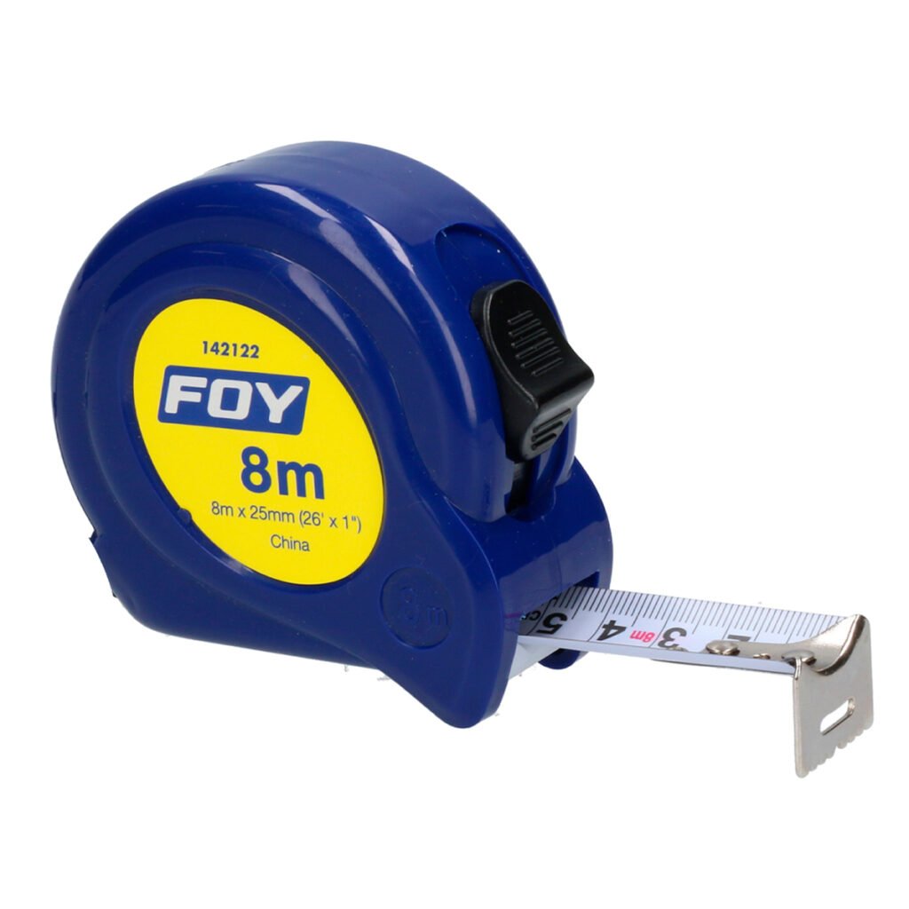 6 Pza Flexómetro con carcasa de plástico azul 8 m x 1" Foy