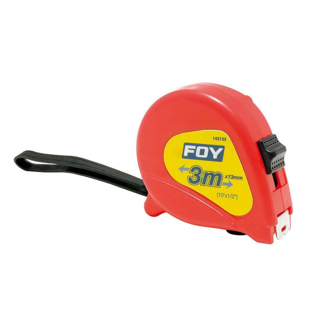6 Pza Flexómetro con carcasa de plástico rojo 3 m x 1/2" Foy