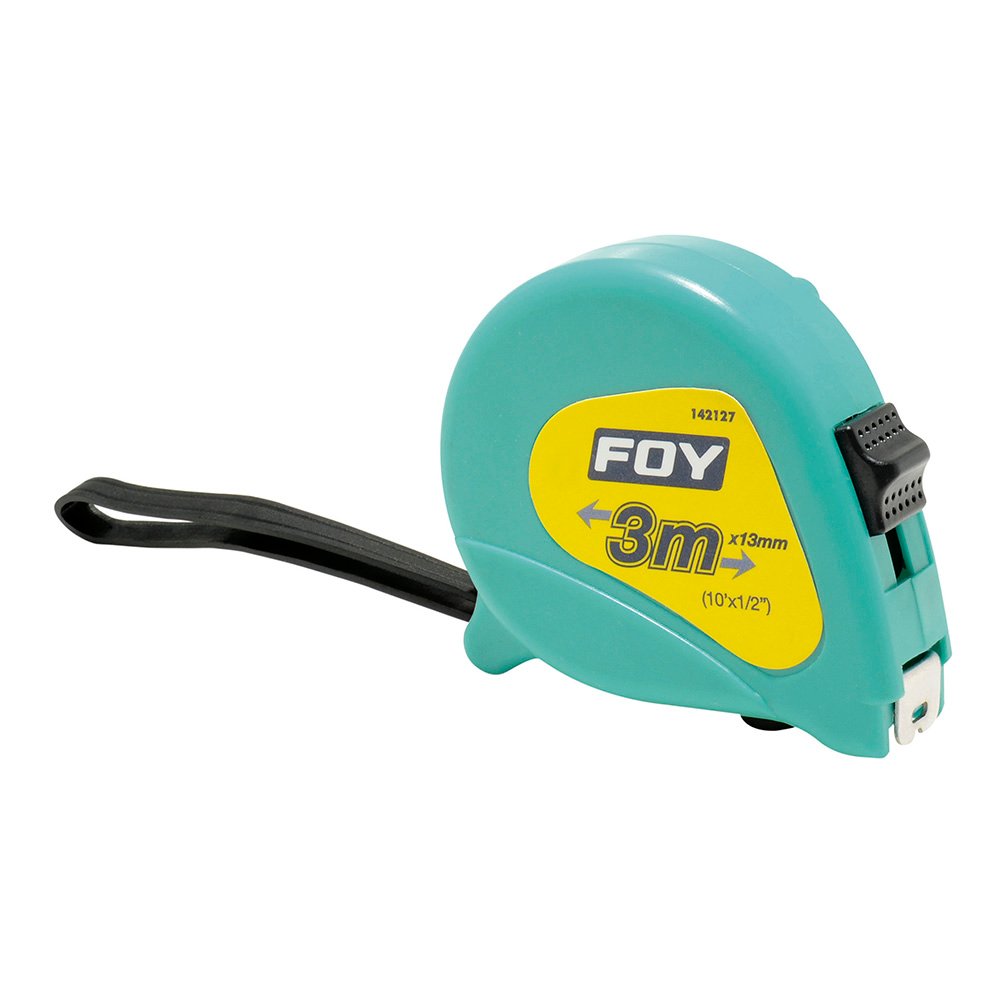 6 Pza Flexómetro con carcasa de plástico turquesa 3 m x 1/2" Foy