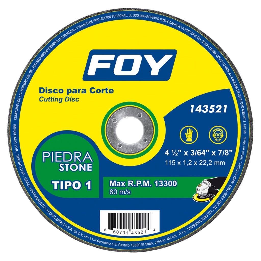 5 Pza Disco abrasivo tipo 1 para piedra 4-1/2" x 1.2 mm Foy