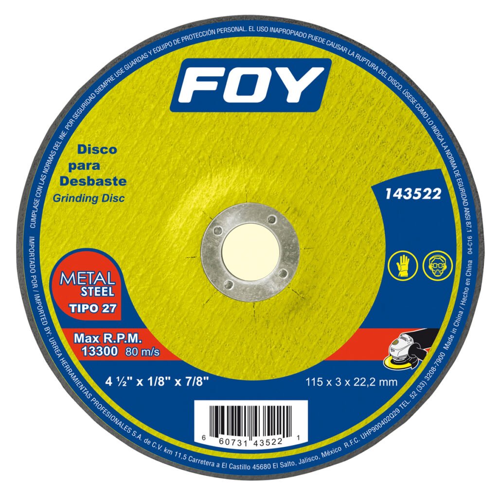 5 Pza Disco abrasivo tipo 27 para metal 4-1/2" x 3 mm Foy