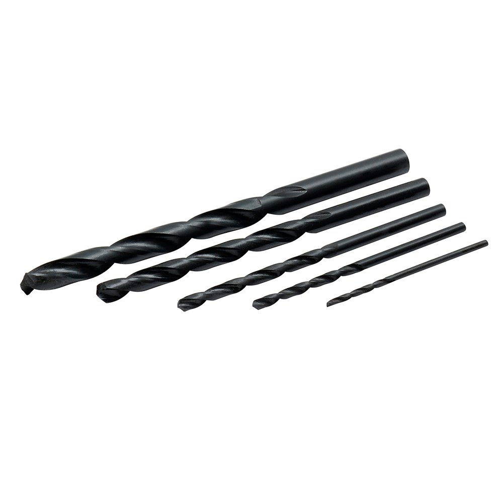 6 Pza Juego de brocas negras de acero de alta velocidad zanco recto, 5 piezas Foy