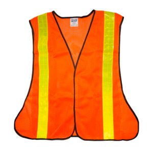 5 Pza Chaleco de seguridad de malla de poliéster con cintas reflejantes prismáticas naranja unit Foy