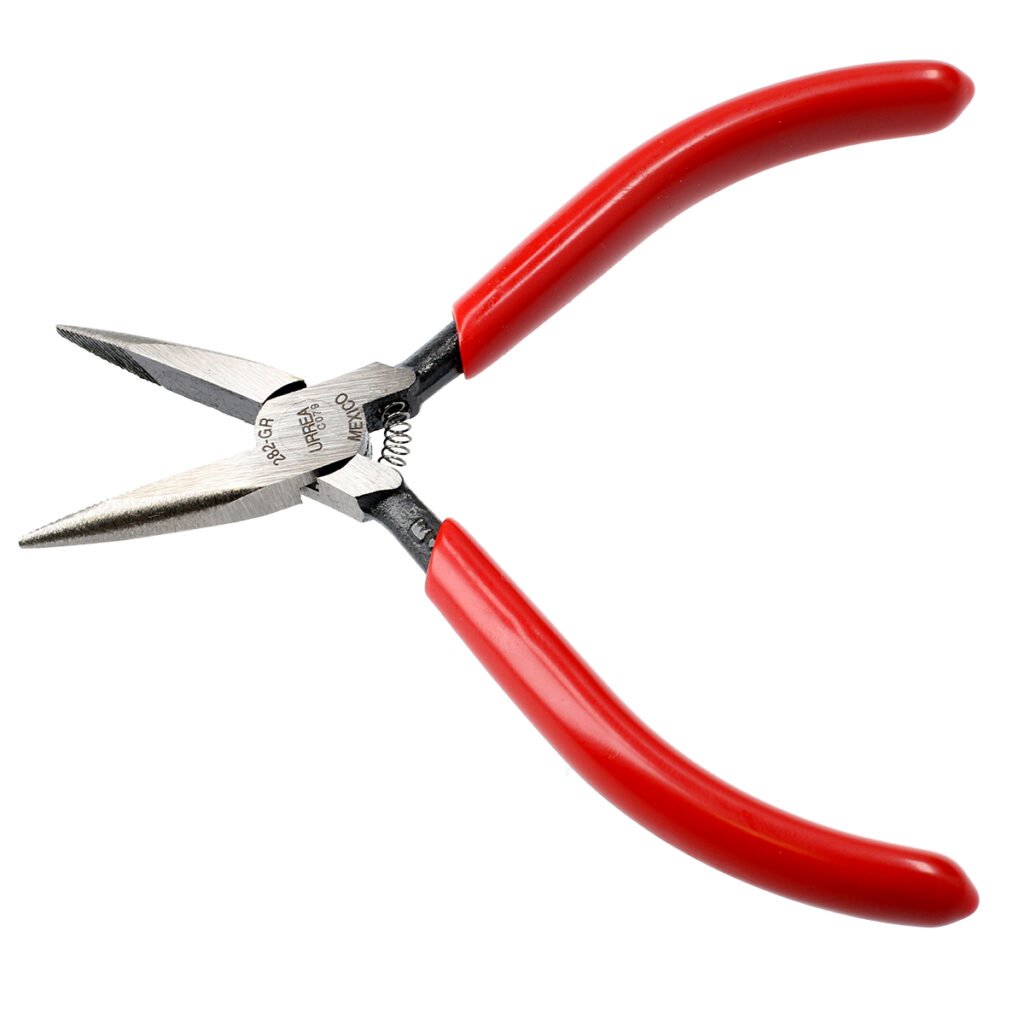 6 Pza Pinza para electricista con mango rubber grip de 4-3/4" punta larga sin corte con resorte Urrea