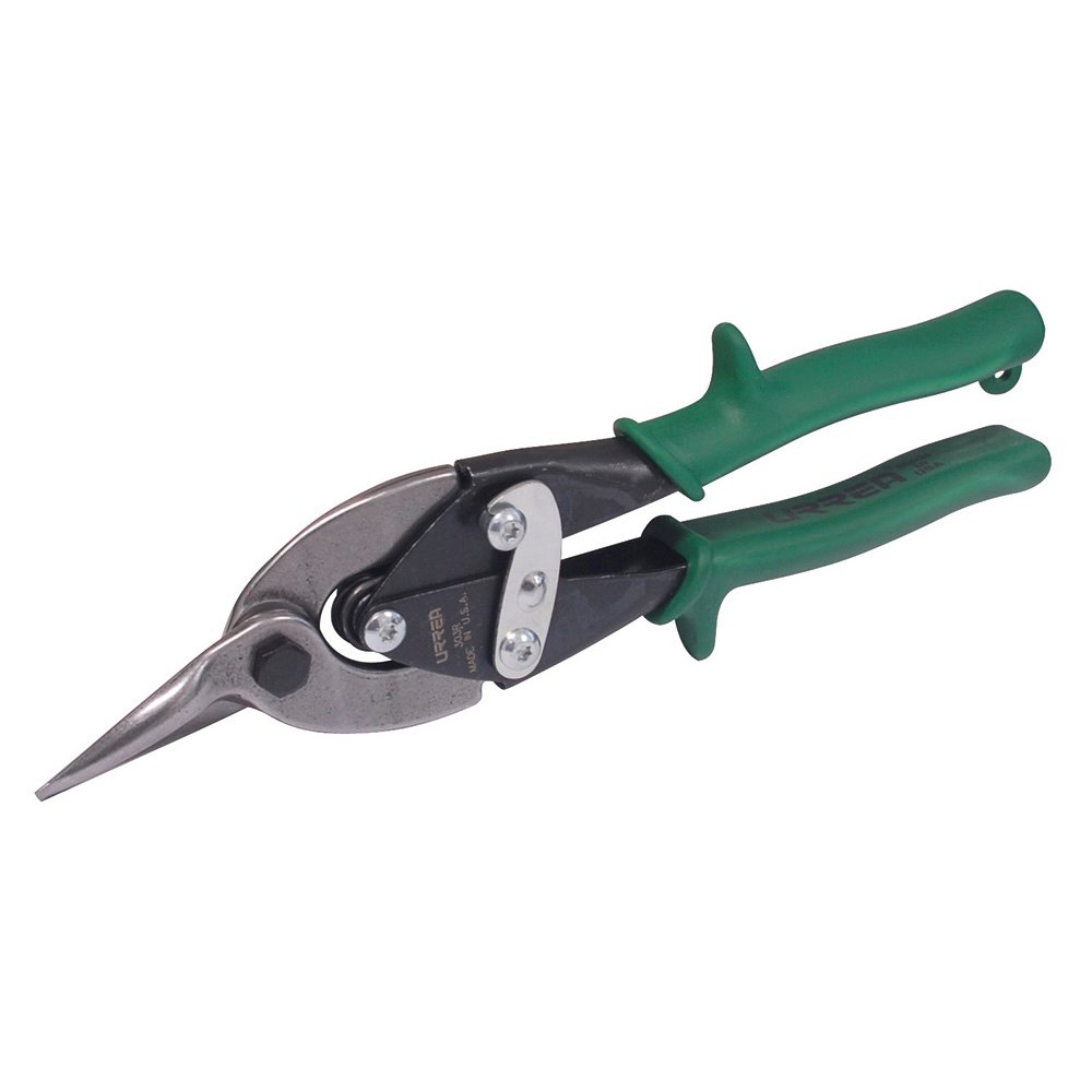 3 Pza Tijera para hojalatero tipo aviación derecha con mango rubber grip, 10" Urrea