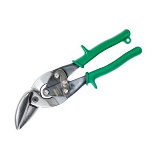3 Pza Tijera para hojalatero tipo aviación acodada derecha con mango rubber grip, 10" Urrea