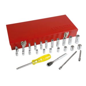 Juego de dados y accesorios cuadro de 1/4" en pulgadas, 26 piezas Urrea