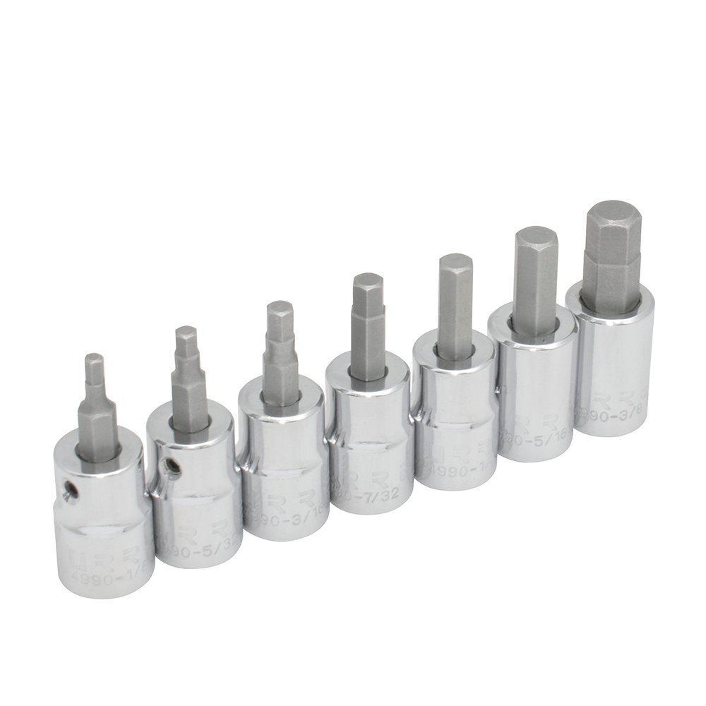 Juego de dados punta hexagonal cuadro de 3/8", en pulgadas, 7 piezas Urrea
