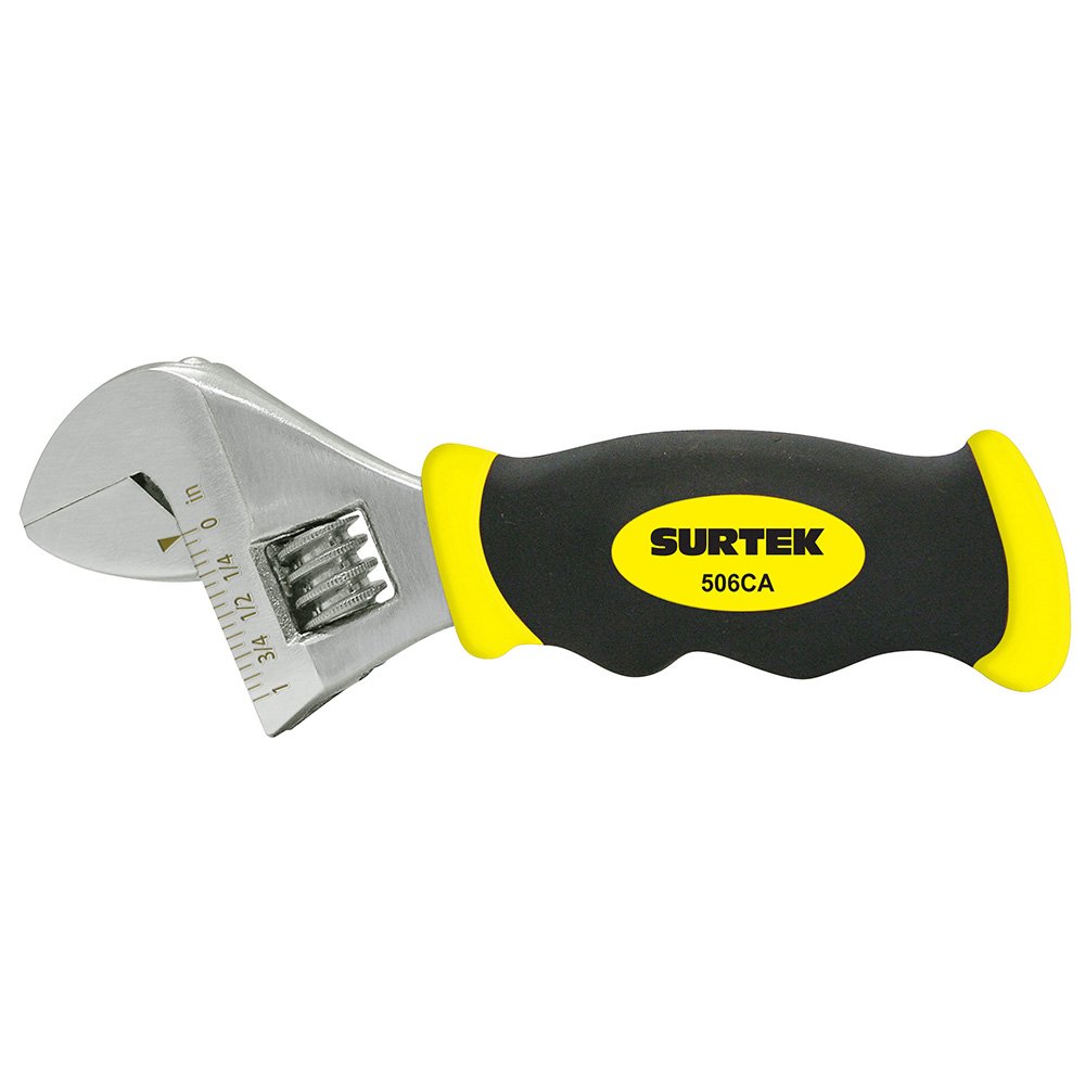 6 Pza Llave ajustable cromada corta con mango Rubber grip 6" Surtek