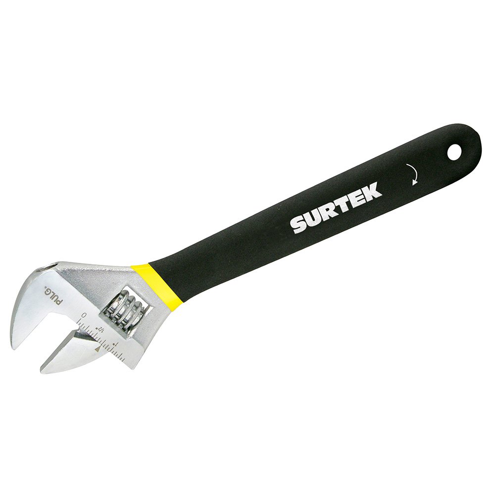 6 Pza Llave ajustable cromada con mango Rubber grip de plastisol 8" Surtek