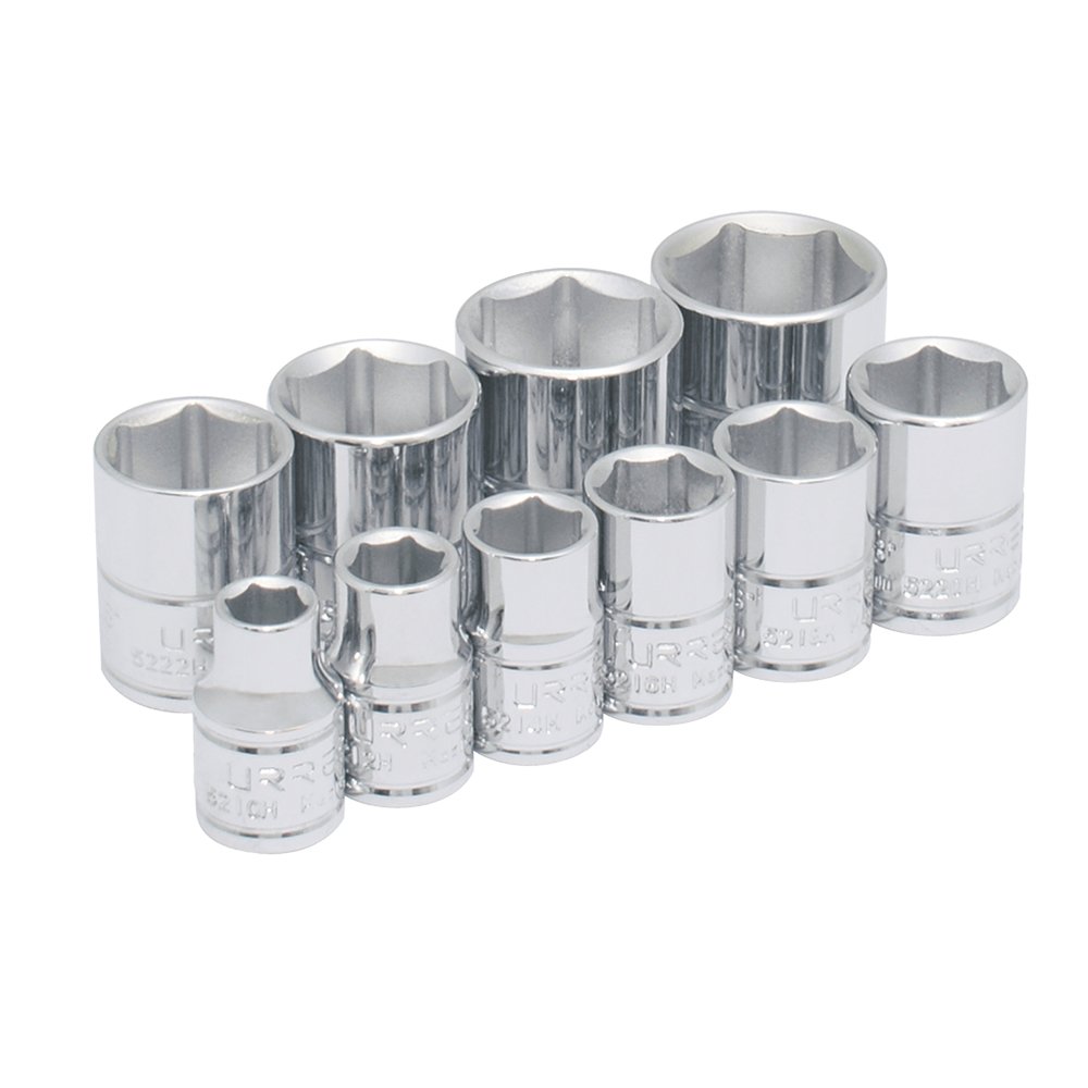 Juego de dados cuadro de 3/8", 6 puntas, en pulgadas, 10 piezas Urrea