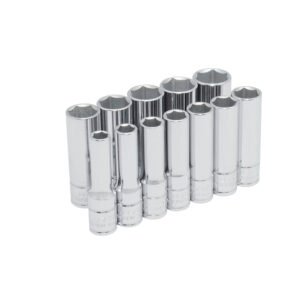Juego de dados largos cuadro de 3/8", 6 puntas, métricos, 12 piezas Urrea