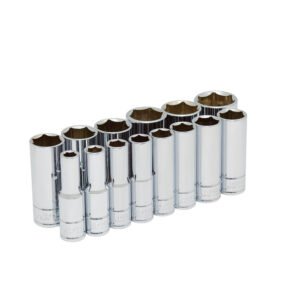 Juego de dados largos cuadro de 1/2", 6 puntas, en pulgadas, 14 piezas Urrea