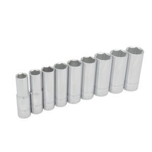 Juego de dados largos cuadro de 1/2", 6 puntas, en pulgadas, 9 piezas Urrea