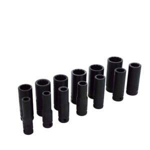 Juego de dados largos de impacto cuadro de 1/2", 12 puntas, en pulgadas, 13 piezas Urrea