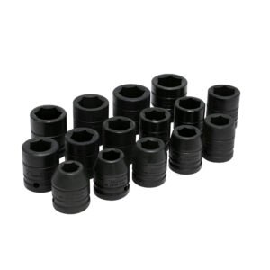 Juego de dados de impacto cuadro de 3/4", 6 puntas, métricos, 15 piezas Urrea