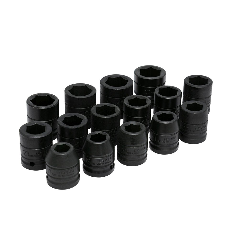 Juego de dados de impacto cuadro de 3/4", 6 puntas, métricos, 15 piezas Urrea