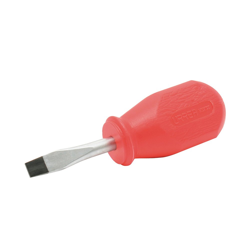 Destornillador con mango rojo, tipo trompo punta plana barra redonda 1/4" x 1-1/2" Urrea