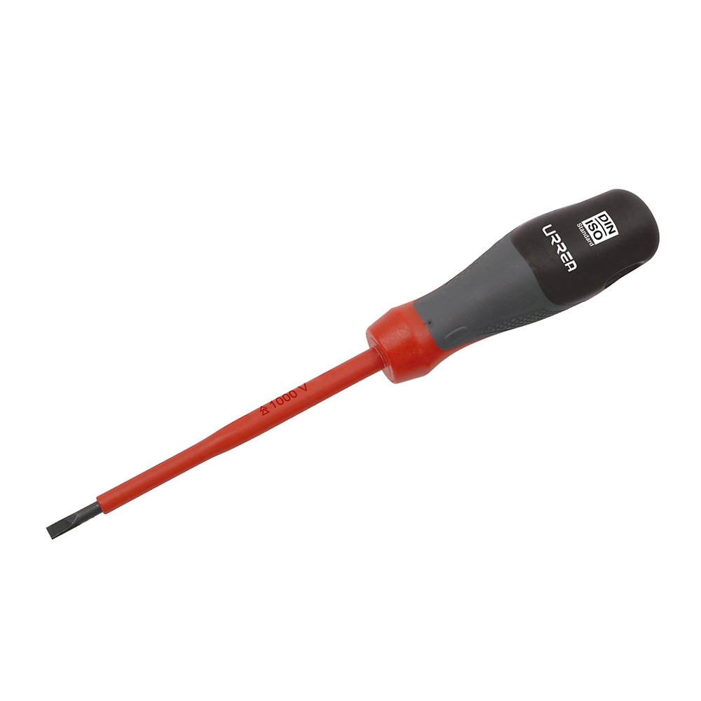 Destornillador con mango trimaterial 1000 V, punta plana 3/32" x 3" Urrea