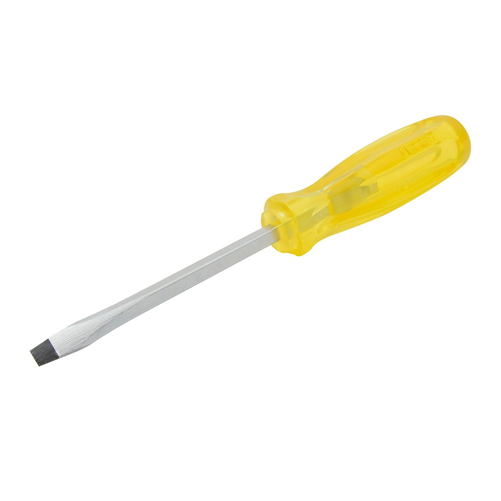 6 Pza Destornillador con mango ámbar, punta plana barra cuadrada 3/8" x 8" Urrea