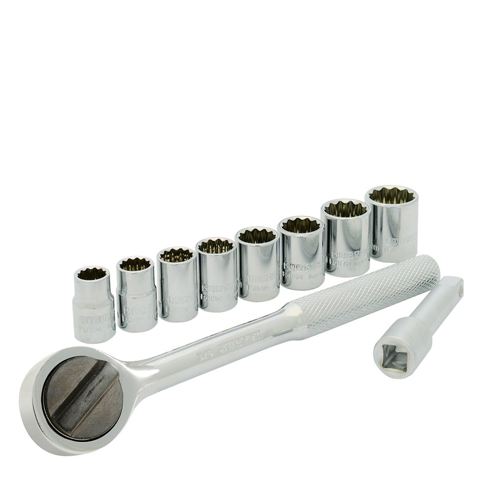 Juego de dados y accesorios cuadro de 3/8" métrico, 10 piezas Surtek