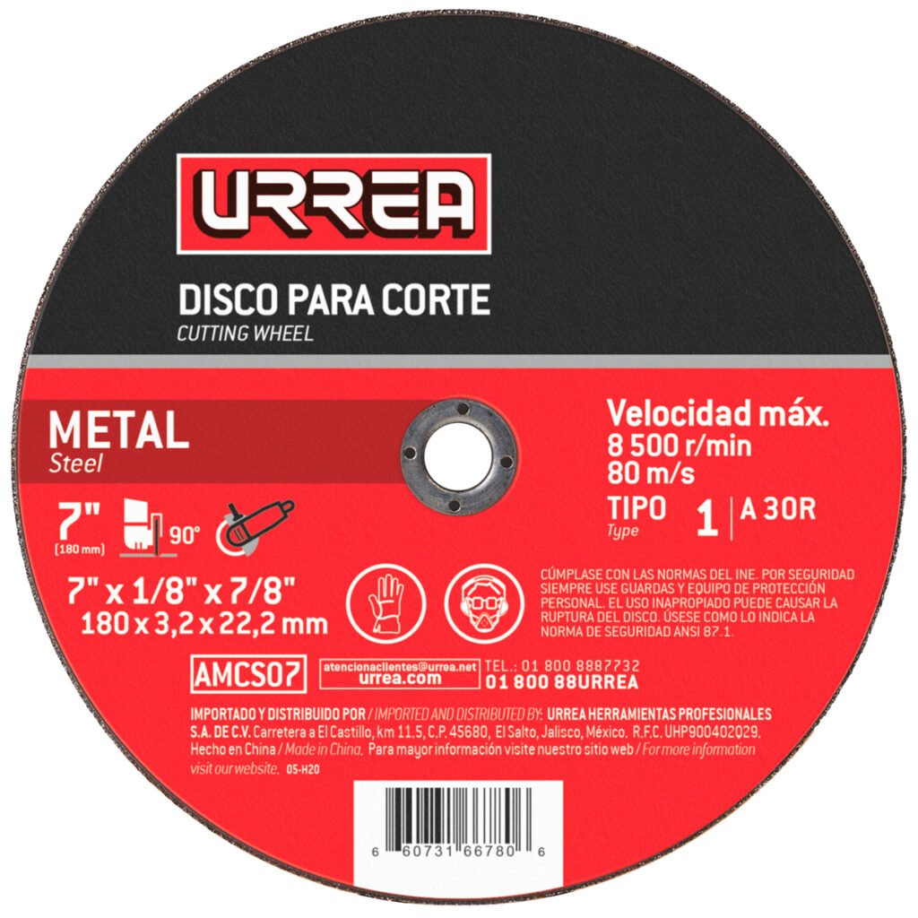 5 Pza Disco abrasivo tipo 1 para metal, 4-1/2" x 1/16" Urrea