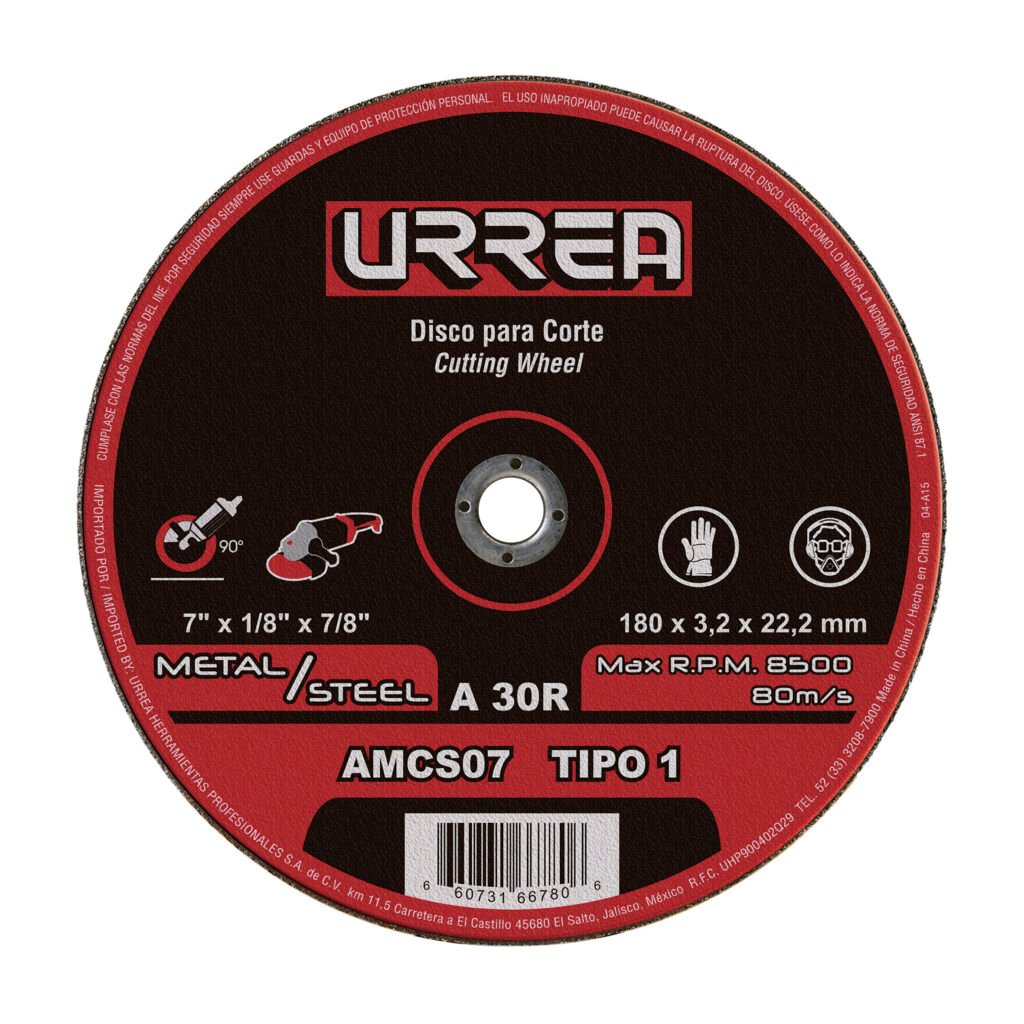 5 Pza Disco abrasivo tipo 1 para metal 7" x 1/8" Urrea