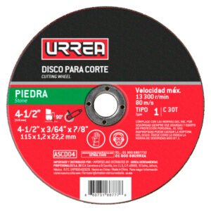 10 Pza Disco abrasivo tipo 1 para piedra 4-1/2" x 3/64" Urrea