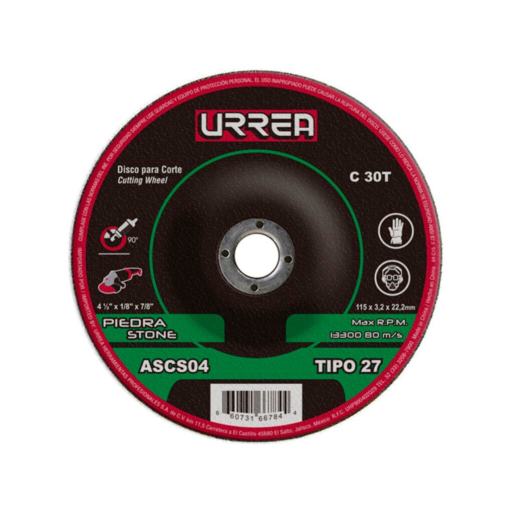 5 Pza Disco abrasivo tipo 27 para piedra 4-1/2" x 1/8" Urrea