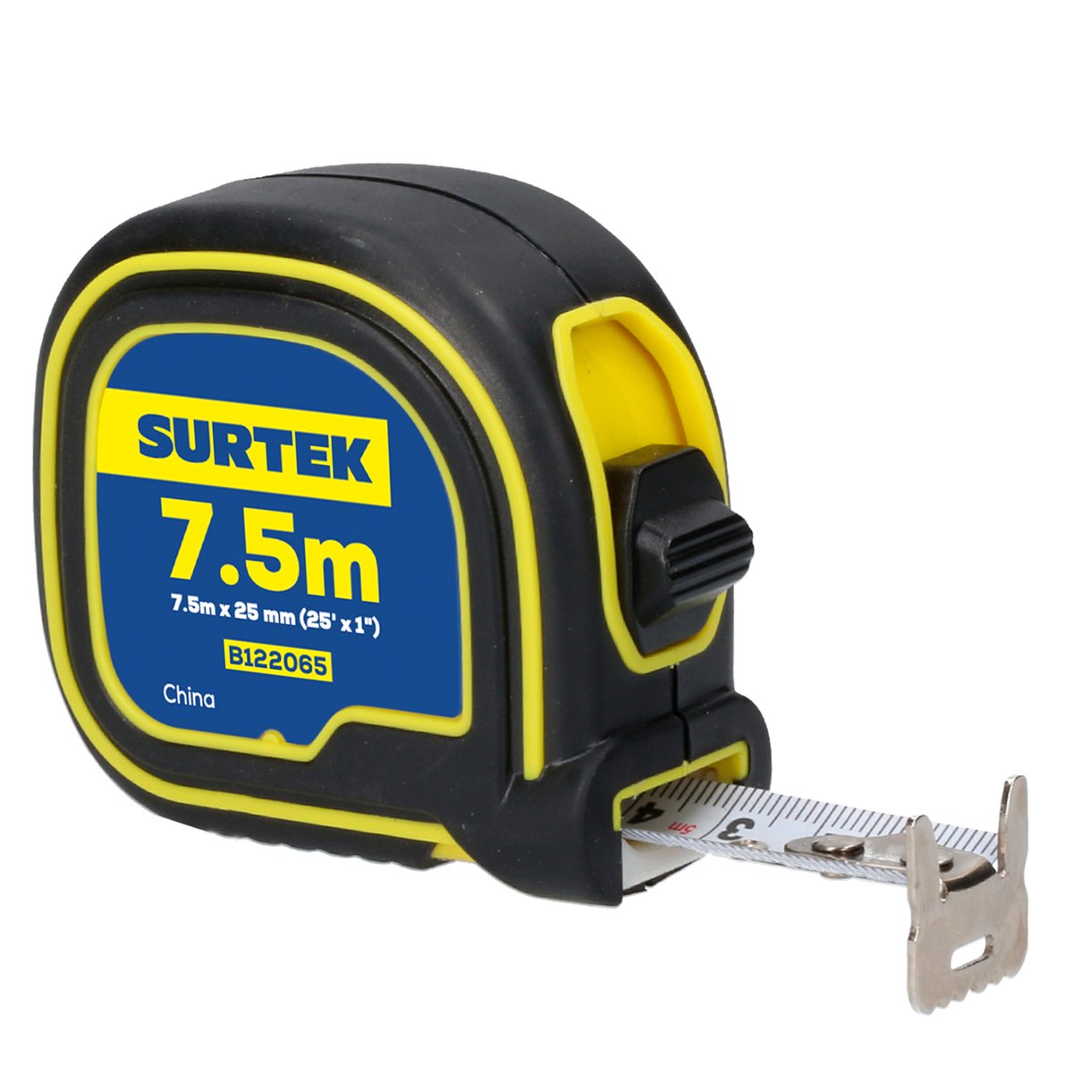 6 Pza Flexómetro con carcasa soft grip 7.5 m x 1" Surtek